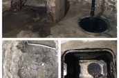 a collage of photos of a manhole and a pipe