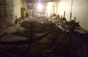 plumbing construction ongoing in a basement